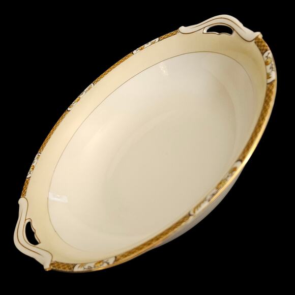 Noritake Azalea Gold 10” Round Handled Serving Bowl Vintage Japan M Mark - Picture 1 of 4